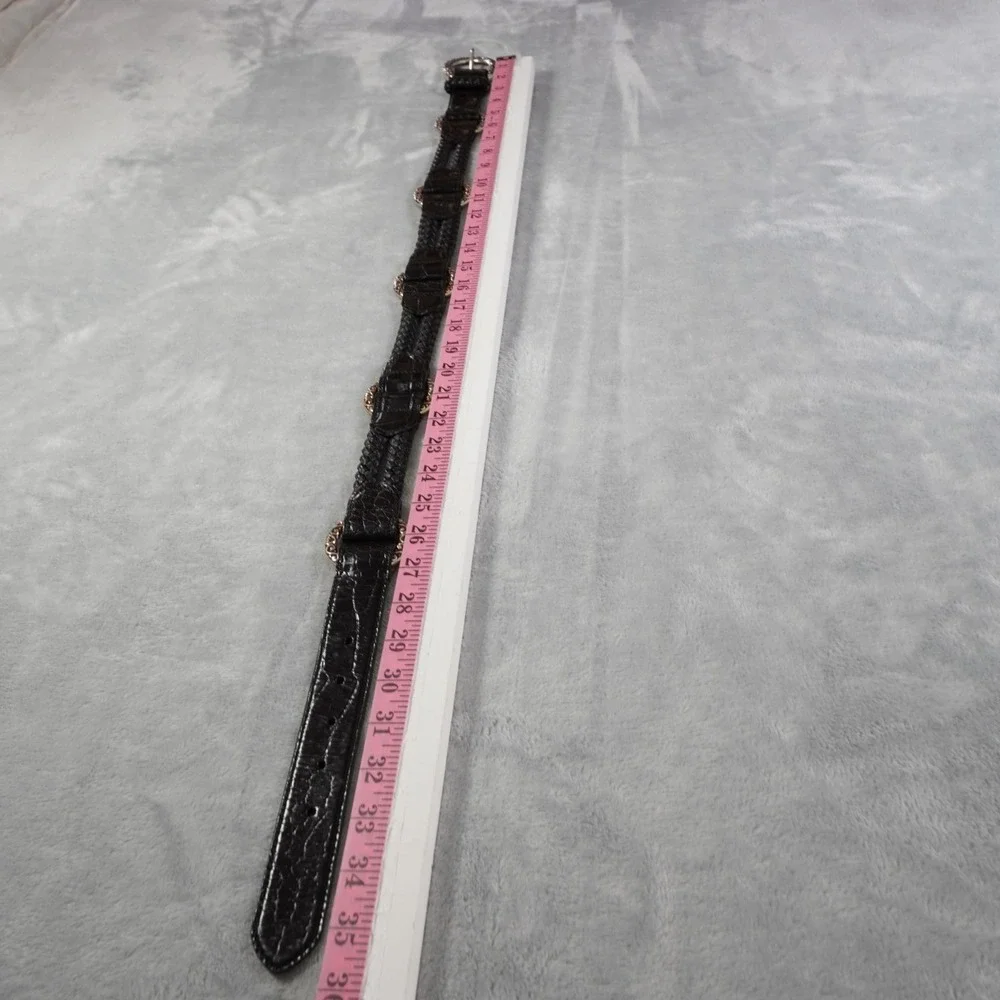 Brighton Leather Belt Womens 32 M Black Silver Buckle Braided Statement